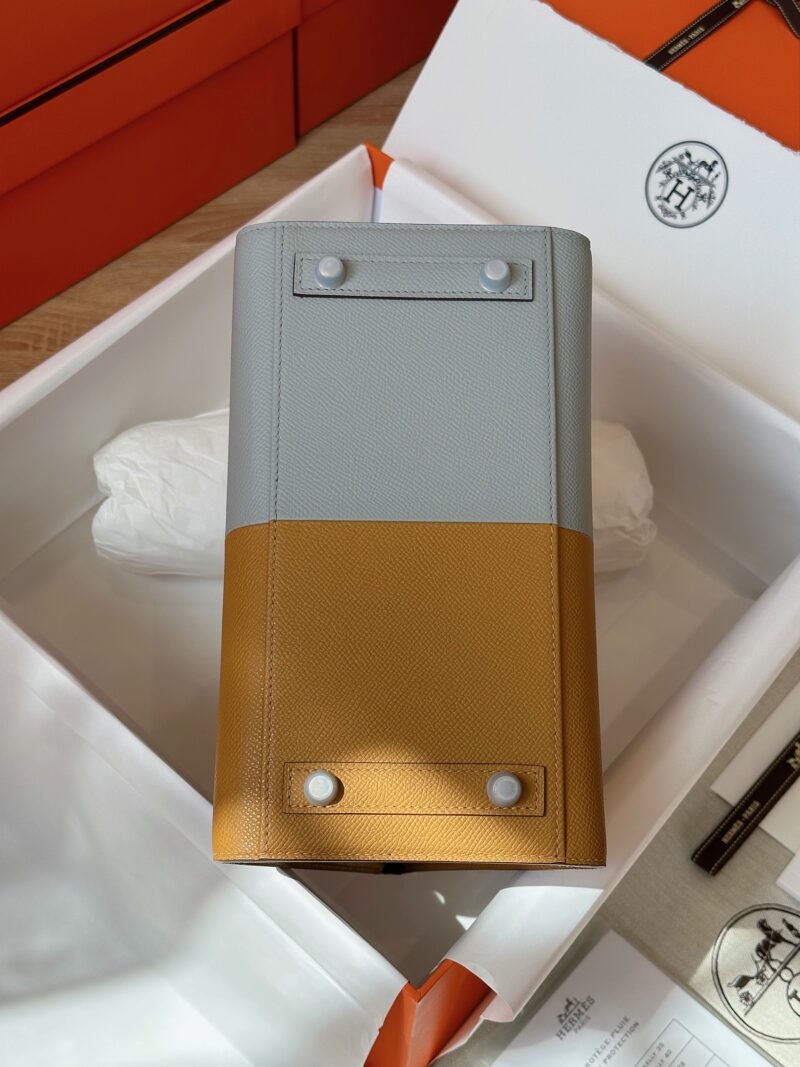 Hermes Birkin 25 Gray/Brown Epsom leather Palladium Hardware