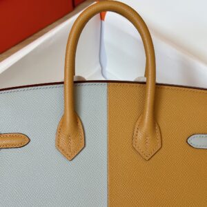Hermes Birkin 25 Gray/Brown Epsom leather Palladium Hardware