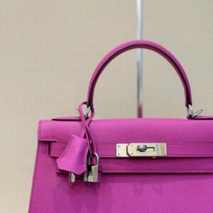 Hermes Kelly 28 Purple Epsom Leather Palladium Hardware