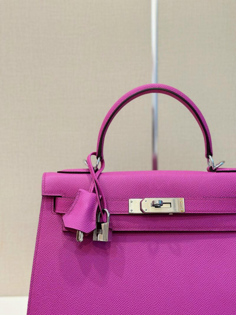 Hermes Kelly 28 Purple Epsom Leather Palladium Hardware