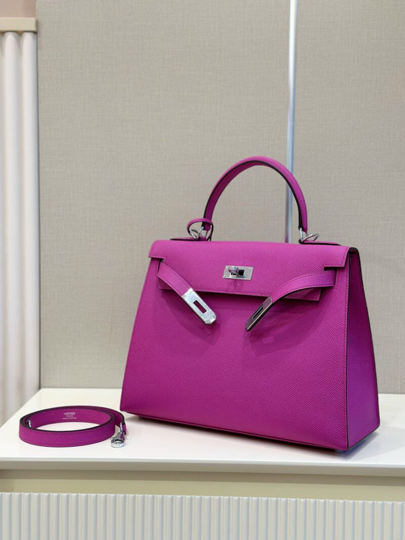 Hermes Kelly 28 Purple Epsom Leather Palladium Hardware