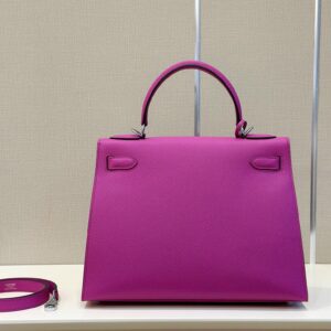 Hermes Kelly 28 Purple Epsom Leather Palladium Hardware
