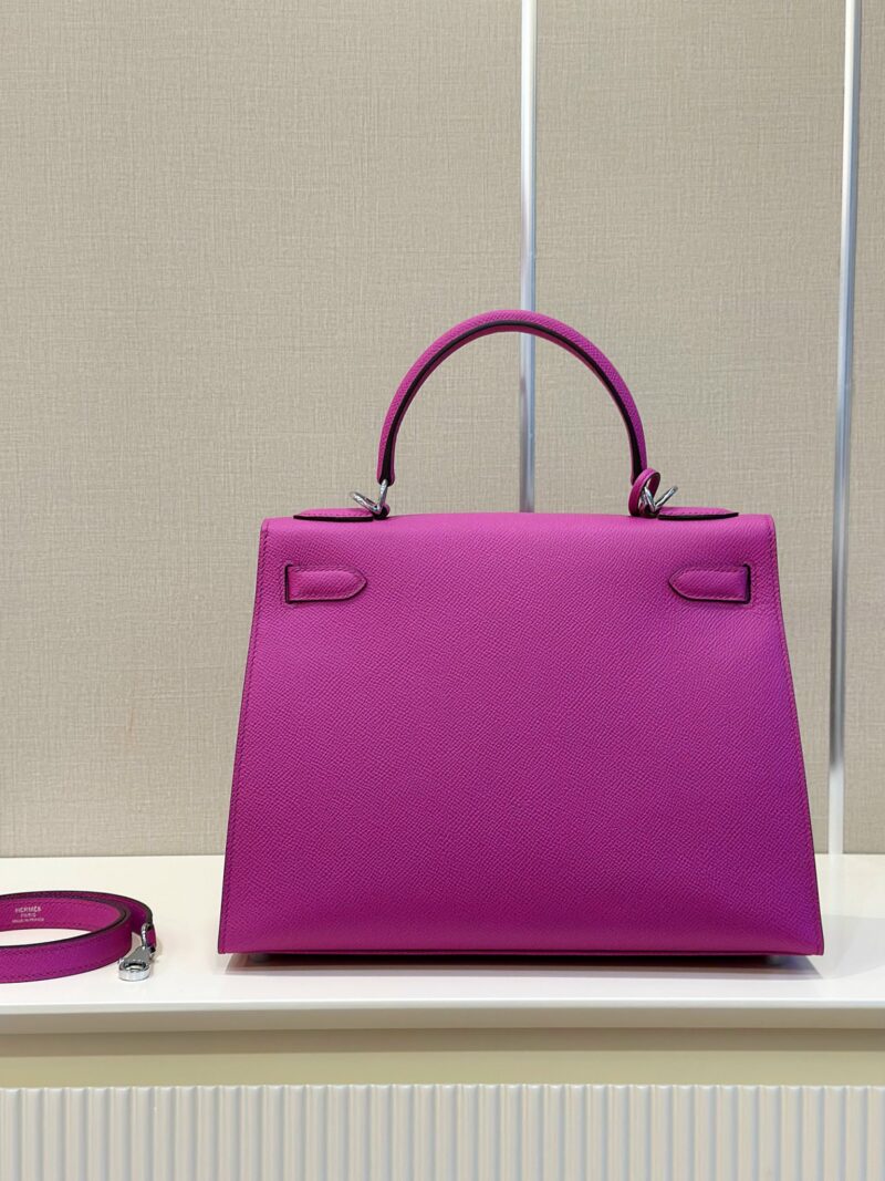 Hermes Kelly 28 Purple Epsom Leather Palladium Hardware