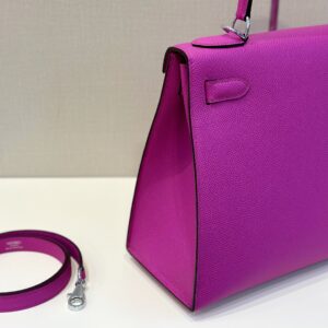 Hermes Kelly 28 Purple Epsom Leather Palladium Hardware