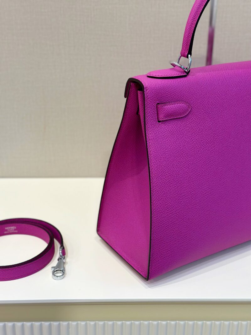 Hermes Kelly 28 Purple Epsom Leather Palladium Hardware