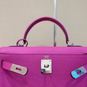 Hermes Kelly 28 Purple Epsom Leather Palladium Hardware