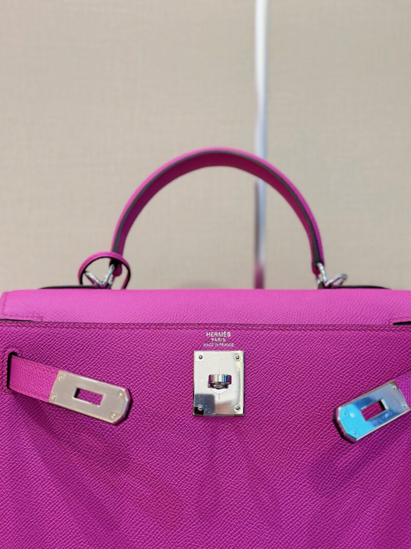 Hermes Kelly 28 Purple Epsom Leather Palladium Hardware