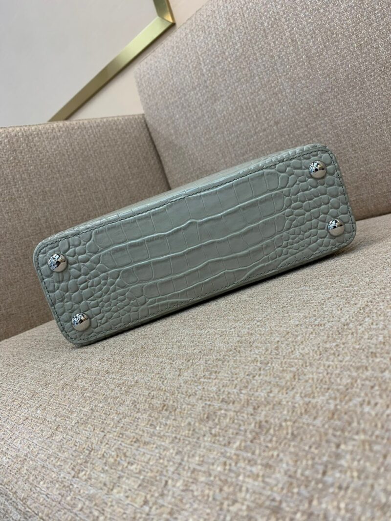 Louis Vuitton LV Capucines BB Gray Crocodile Leather Handbag Like Auth 21cm