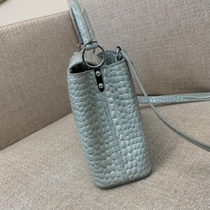 Louis Vuitton LV Capucines BB Gray Crocodile Leather Handbag Like Auth 21cm