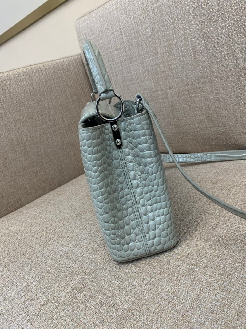 Louis Vuitton LV Capucines BB Gray Crocodile Leather Handbag Like Auth 21cm