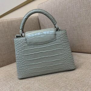 Louis Vuitton LV Capucines BB Gray Crocodile Leather Handbag Like Auth 21cm