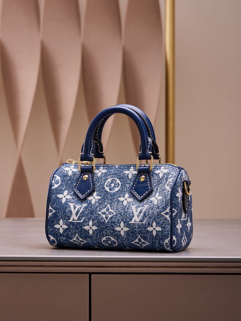 Louis Vuitton LV Speedy Monogram Demin Woman’s Like Auth Handbags 16x10x7.5cm