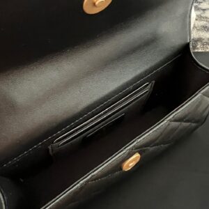 Chanel Woc Black Handbags Pearl Handle Plated Lock Gold 19cm