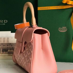 Goyard Saigon Handbag Pink Women’s Wooden Handle 20x15cm
