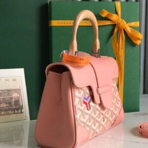 Goyard Saigon Handbag Pink Women’s Wooden Handle 20x15cm