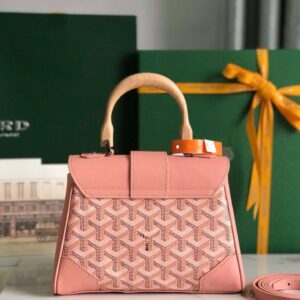 Goyard Saigon Handbag Pink Women’s Wooden Handle 20x15cm