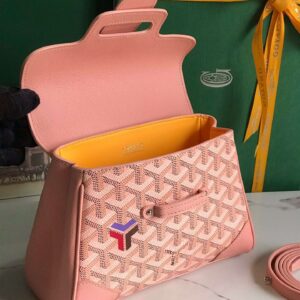 Goyard Saigon Handbag Pink Women’s Wooden Handle 20x15cm