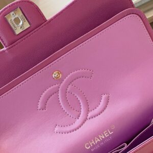 Chanel Classic Handbags Woman’s Purple Lock Silver 25cm