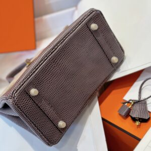 Hermes Birkin 25 Tris Fonce Genuine Lizard Leather Gold Hardware