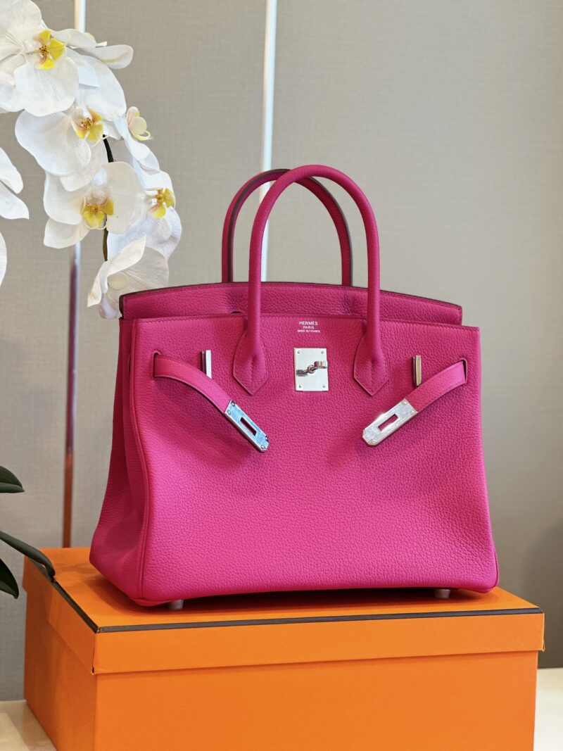 Hermès Birkin 30 Rose Shocking Taurillon Clemence Palladium Hardware