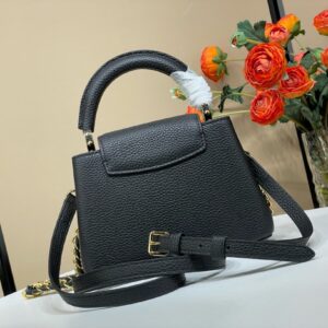 Louis Vuitton LV Capucines BB Black Cowhide Leather Handbags 21x14x8cm