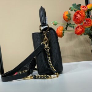 Louis Vuitton LV Capucines BB Black Cowhide Leather Handbags 21x14x8cm