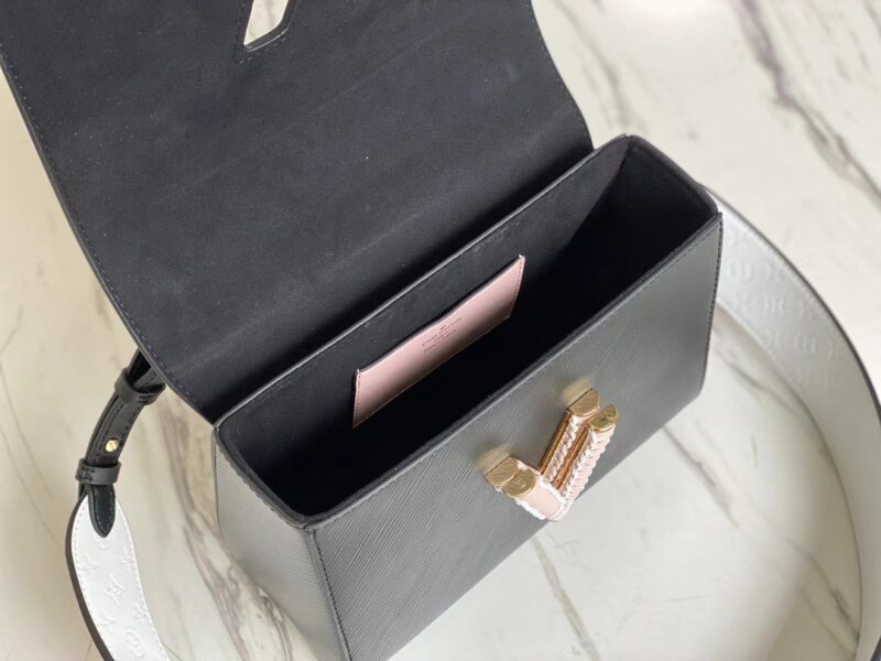 Louis Vuitton LV Twist Black Cowhide Leather Handbags 24cm