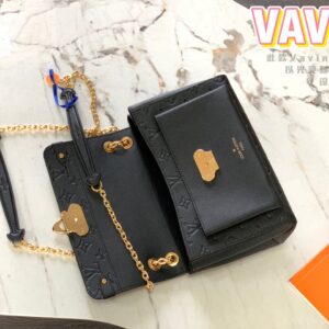 Louis Vuitton LV Vavin Monogram Black With Lock Gold Like Auth Handbags 25x18x10cm