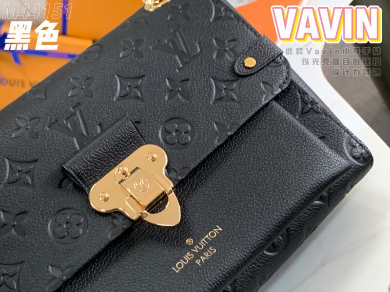 Louis Vuitton LV Vavin Monogram Black With Lock Gold Like Auth Handbags 25x18x10cm