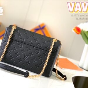 Louis Vuitton LV Vavin Monogram Black With Lock Gold Like Auth Handbags 25x18x10cm