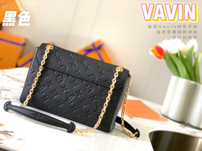Louis Vuitton LV Vavin Monogram Black With Lock Gold Like Auth Handbags 25x18x10cm