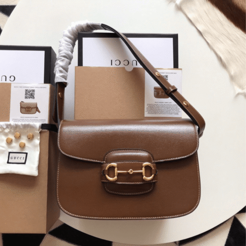 Untitled-design-2025-05-24T035740.890-1 Gucci 1955 Horsebit Replica Bag 11 Women’s Brown Smooth Leather 25cm