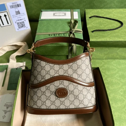 Untitled-design-2025-05-24T043547.008 Gucci Handle Women’s Cowhide Handbag with GC Like Auth Logo Pattern 25x21cm