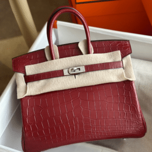Hermes Birkin Woman’s Hand Sewing Like Auth Red Handbags 25cm