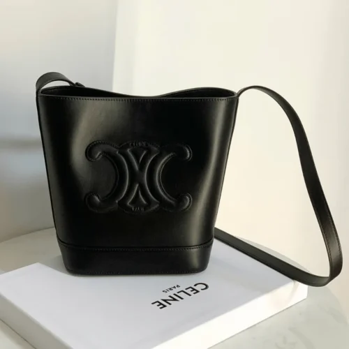 Untitled-design-2025-05-27T021704.928 Celine Small Bucket Cuir Triomphe Handbag Black Bucket Shape 30x22x12cm
