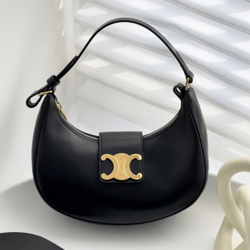 Untitled-design-2025-05-27T022735.749 Celine Triomphe Curved Black Matte Leather 23x14x7cm