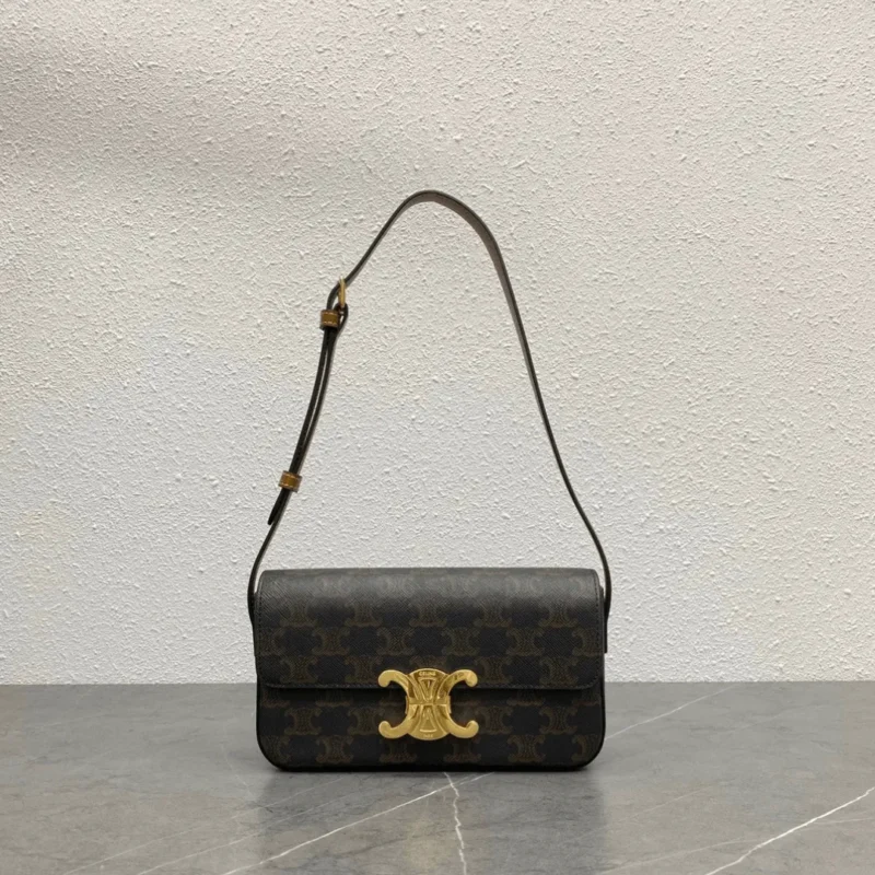 Celine Triomphe Handbag Printed Logo Super Quality Smooth Leather 20x12cm