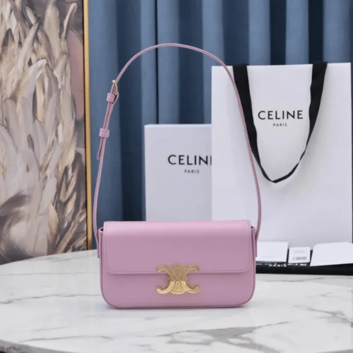Untitled-design-2025-05-27T023312.637 Celine Triomphe Handbag Replica 11 Pink Super Smooth Leather 20x12cm