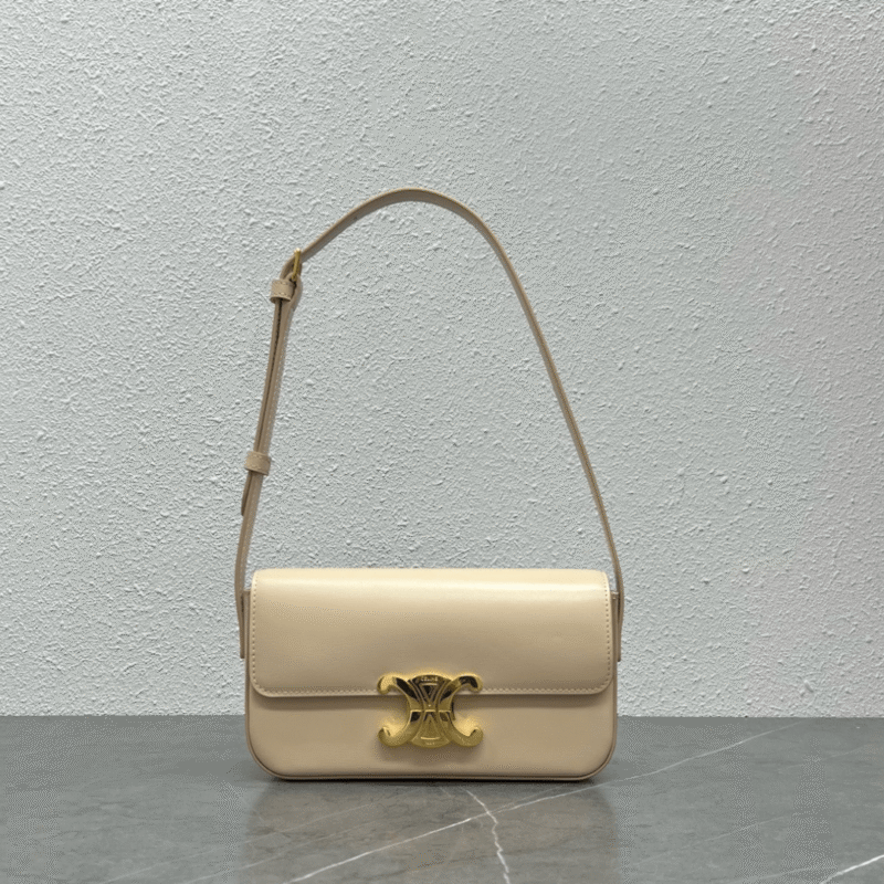 Celine Triomphe Handbag Replica Milky White Super Smooth Leather 20x12cm