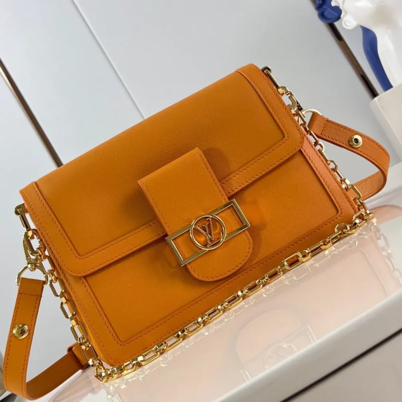 Louis Vuitton LV Dauphine Soft Orange Like Auth Handbags 18x12x8cm