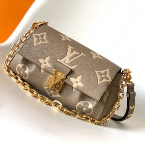 Untitled-design-2025-05-28T055154.645 Louis Vuitton LV Favorite Brown Like Auth Handbags Lock Gold 24x14cm