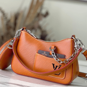 Louis Vuitton LV Marellini EPI Lock Silver Orange Handbags 20cm