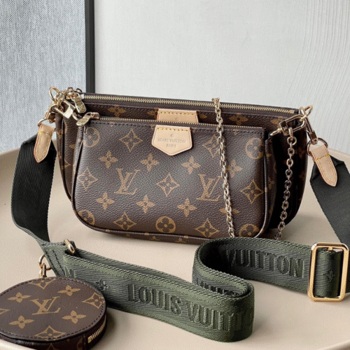 Untitled-design-2025-05-28T063623.973 Louis Vuitton LV Multi Pochette Handle Fabric Green Handbags Monogram 24x16x6cm