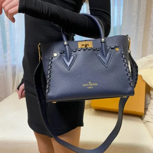 Louis Vuitton LV On My Side Like Auth Black Handbags 25x20cm