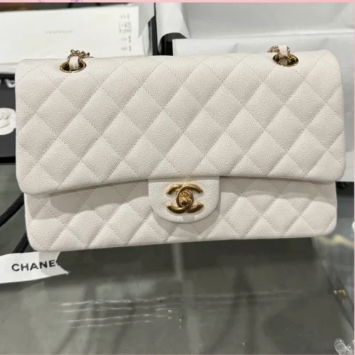 Untitled-design-2025-05-28T182229.095 Chanel Classic Woman’s White Like Auth Handbags Lock Gold 25cm