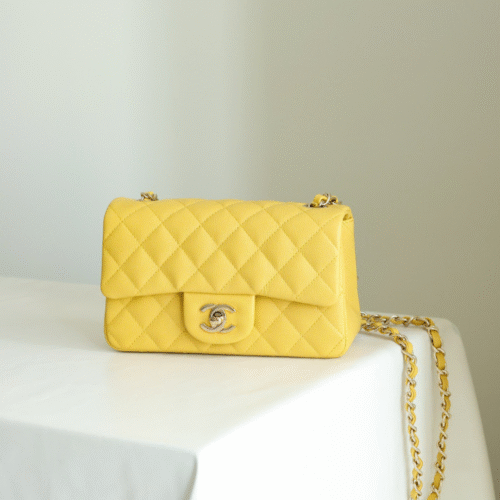 Untitled-design-2025-05-28T183638.748 Chanel Classic Flap Mini Like Auth Handbag Woman’s Yellow 20cm