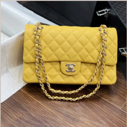 Untitled-design-2025-05-28T231815.239 Chanel Classic Sheepskin Yellow Woman’s Handbags Like Auth 23cm