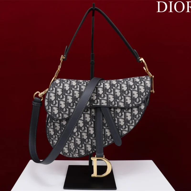 Dior Saddle Saddle Canvas Handbag Super Quality Hand Embroidered 25.5x20x6cm