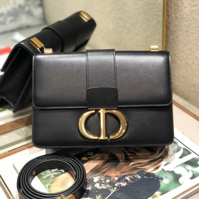 Dior 30 Montaigne Super High-Quality Women’s Handbag Black with Gold Lock 24x17x8cm