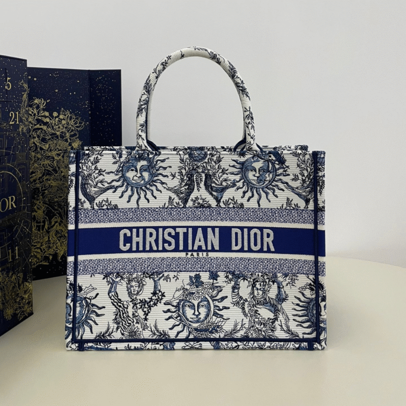 Dior Book Tote Women’s Handbag Embroidered Fabric Size 36cm